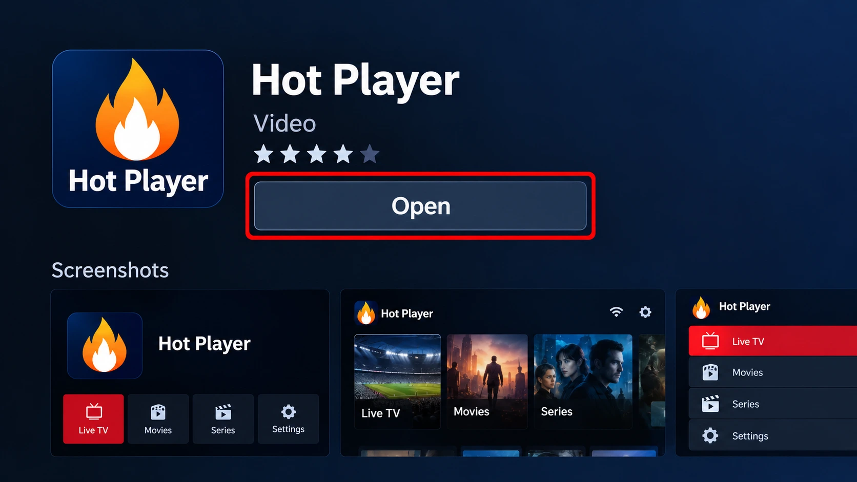 افتح Hot Player — رسم توضيحي