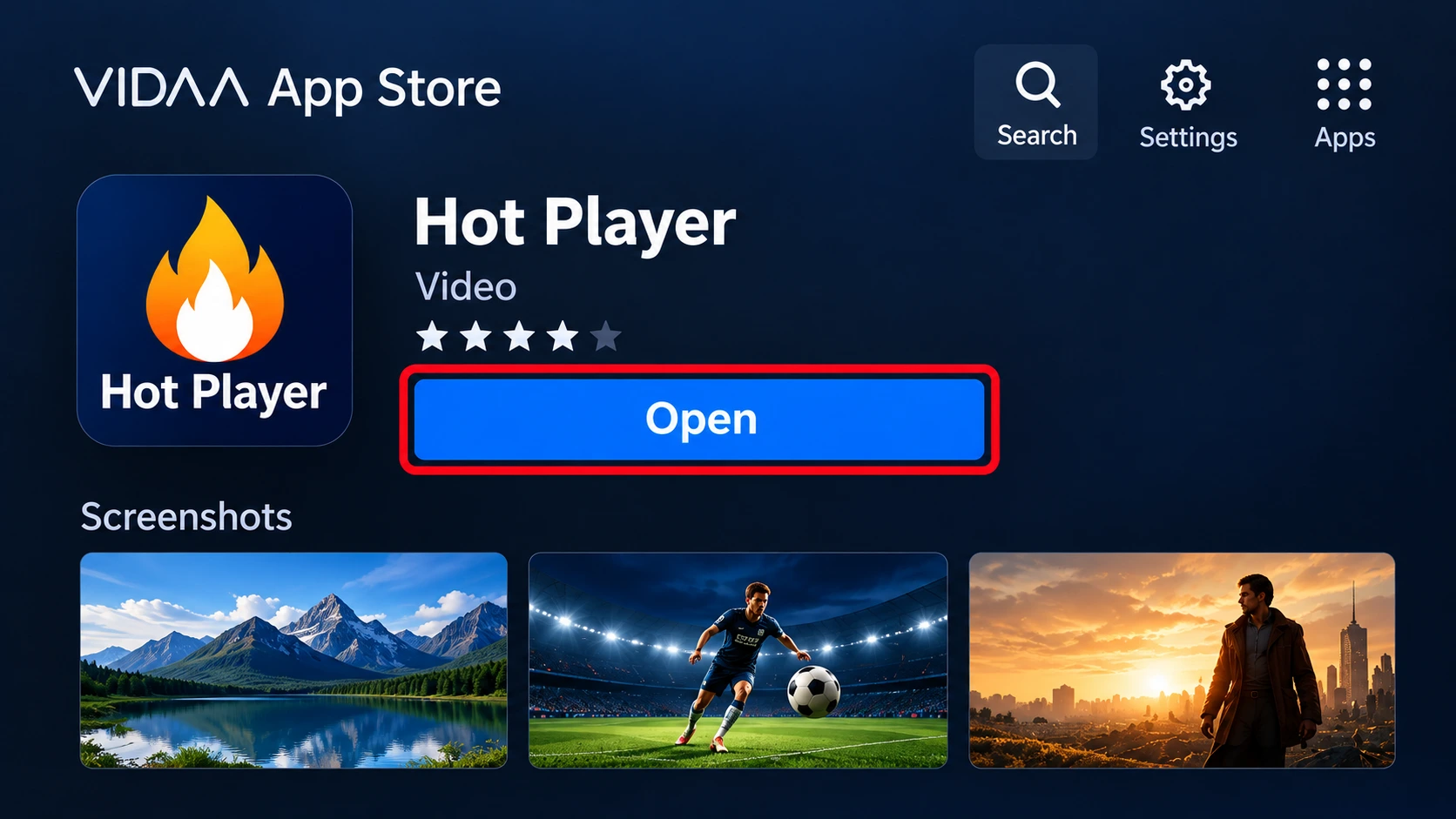 افتح Hot Player — رسم توضيحي